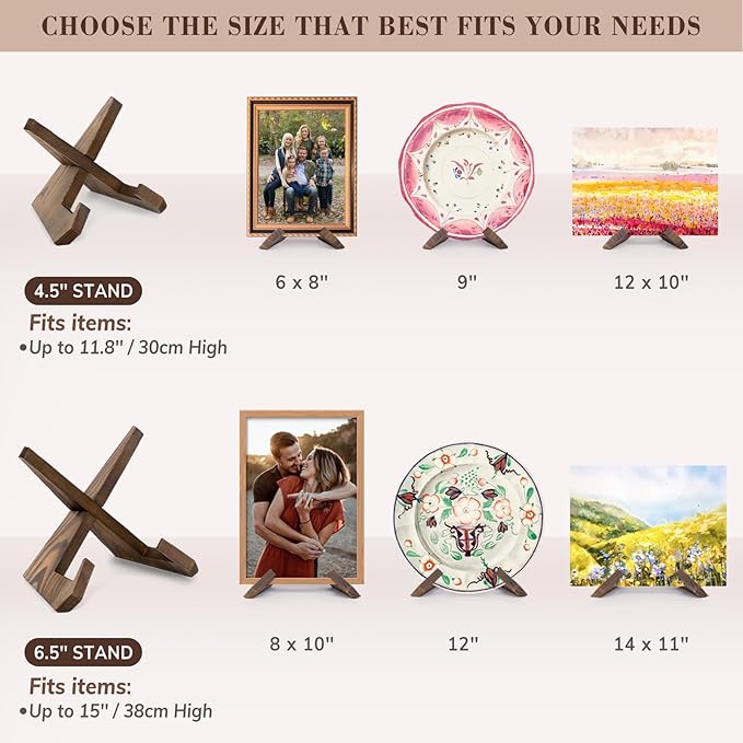 Plate Stand for Display - 3 Pack 6.5 Inch Plate Holder Display Stand, Wooden Picture Frame Stand, Decorative Table Top Easels for Display