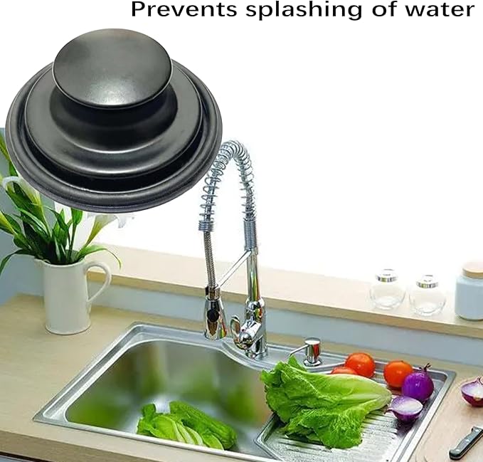 3.35 Inch Kitchen Sink Stopper for Garbage Disposal Stopper, Stainless Garbage Disposal Plug Fits 3 1/2 Inch Standard Kitchen Drain, for Insinkerator, Kitchenaid, Kohler, Waste King(Frosted Black)