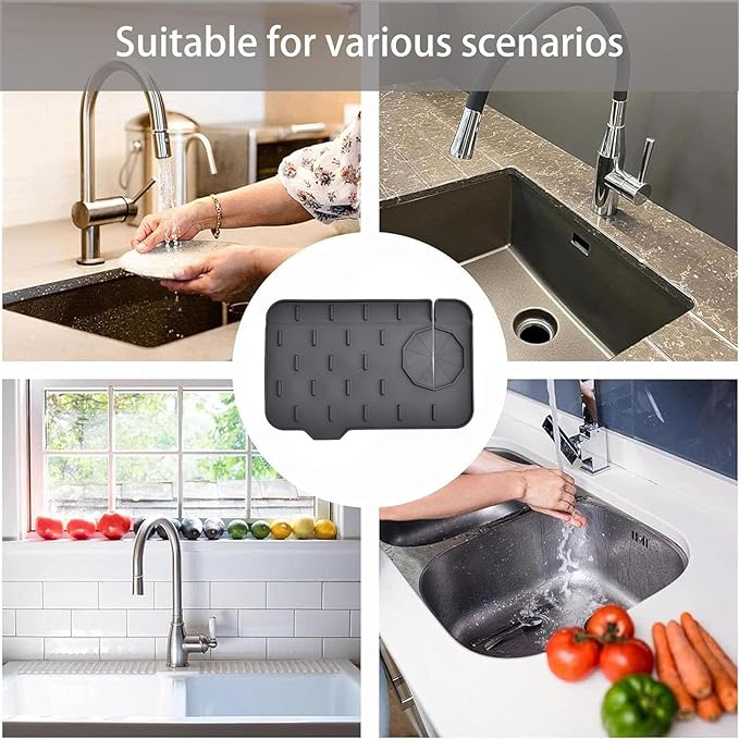 Sink Splash Guard, Pack of 2 Mini Kitchen Faucet Mat, Can be Used on Both Sides, Tap Sink Splash Guard, Splash Guard, Suitable for Kitchen Sink, Bathroom, Corner Sink, Protect Worktop (White)