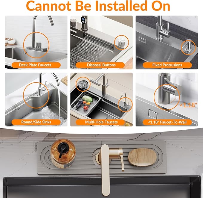 15.7 Inch Stone Faucet Mat for Kitchen Sink Splash Guard, Diatomite Sink Protectors for Kitchen Sinks Behind Faucet, Quick Dry Water Absorbing Stone Tray , Drip Catcher (White, 15.7" x 3.9")