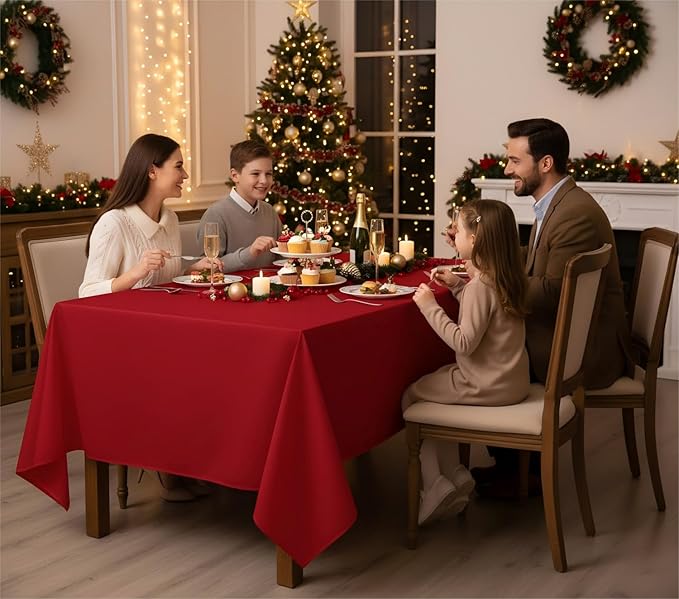 Fitable 8 Pack Table Cloth Rectangle Table: Stain and Wrinkle Resistant Tablecloth Rectangular, Washable Polyester Tablecloths for Wedding Party Dining Banquet Event Catering(Red, 70x108 Inch)
