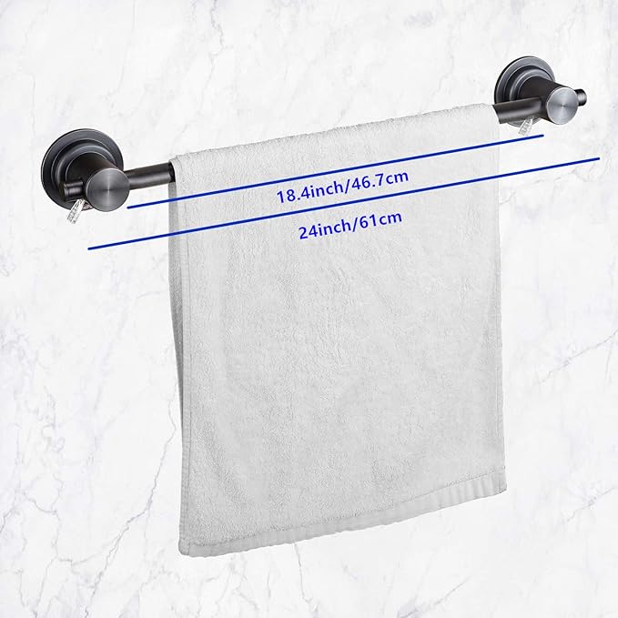 JiePai Suction Cup Towel Bar 24 Inch Oil Rubbed Bronze,Removable Modern Vacuum Suction Towel Holder for Bathroom Door Adhesive Towel Bar Suction Towel Rack Holde