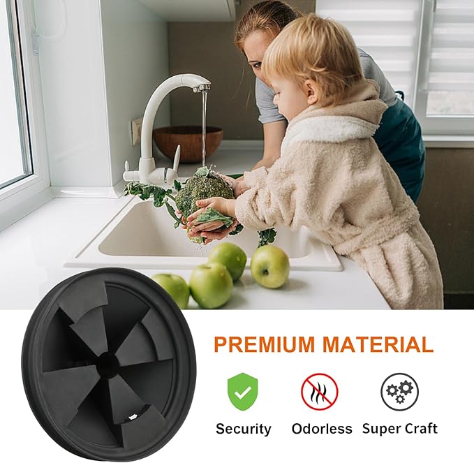 2Pcs 3 3/8" Garbage Disposal Splash Guard, Quiet Garbage Disposal Rubber Drain Insert, Sink Splash Guard QCB-AM Replacement for InSinErator Evolution Series, Removable Garbage Disposal Parts