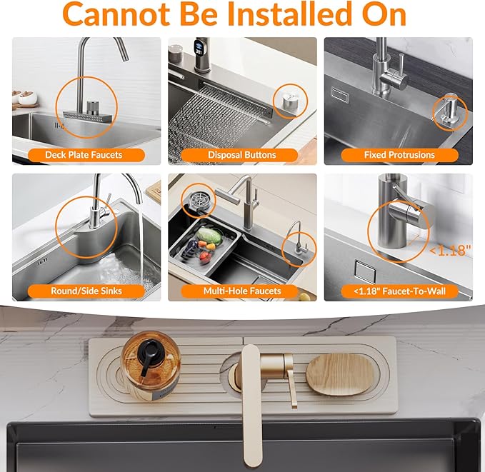 15.7 Inch Stone Faucet Mat for Kitchen Sink Splash Guard, Diatomite Sink Protectors for Kitchen Sinks Behind Faucet, Quick Dry Water Absorbing Stone Tray , Drip Catcher (White, 15.7" x 3.9")