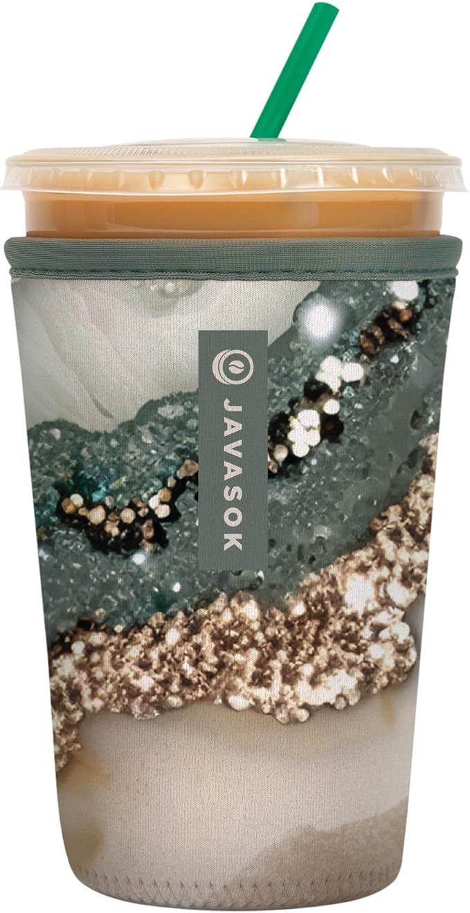 Sok It JavaSok Iced Coffee & Cold Soda Insulated Neoprene Cup Sleeve (Crystal Crush, Medium: 22-28oz)