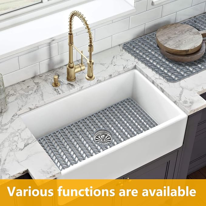 Sink Protectors for Kitchen Sink 12" 13" 16" 18" 19" 24" 26" 28" 29" 30",Silicone Kitchen Sink mats Protector for Bottom of Farmhouse(29.7"x15.5" Center)