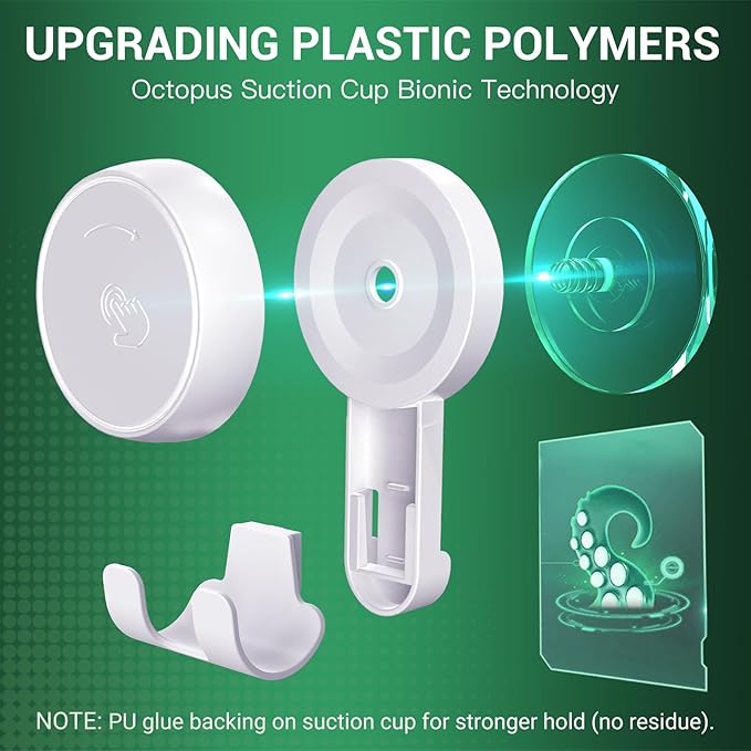 LUXEAR Suction Hooks Powerful Vacuum Suction Cup Hooks-6PACK Razor White