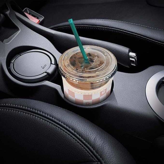 YR Reusable Neoprene Insulator Sleeve for Iced Coffee Cups, 3 Pack Coffee Coolies sleeves for Iced & Hot Drinks, Cold Beverage Cooler Compatible with Starbucks Coffee and More (Floral Checkered)