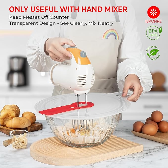 12 Inches Silicone Hand Mixer Splatter Guard, Compatible with Most Mixing Bowl Sizes and Types, Splash Guard for Hand Held Mixer, Shield for Crockpot