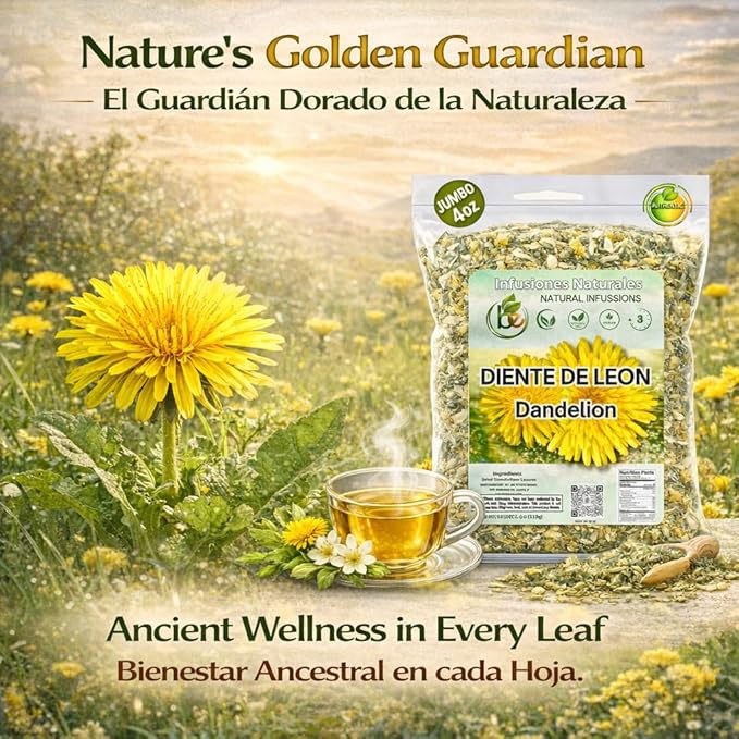 Diente de León Herbal Tea – Dandelion Loose Leaf – 4 oz (113 g) – 100% Natural, Vegan, Non-GMO, Caffeine-Free – Traditional Herbal Infusion – by BexpertsUSA