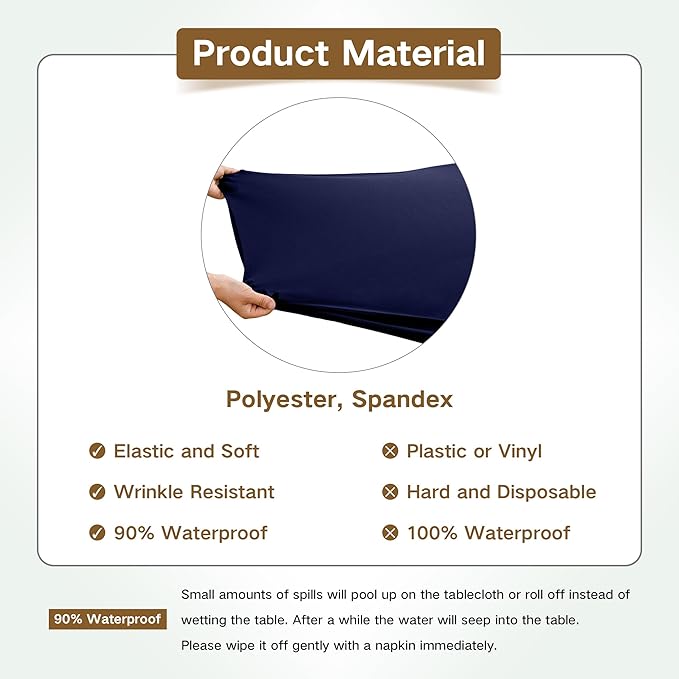 Rectangle Fitted Table Cover Elastic Tablecloth 4ft Stretch Spandex Table Top Cover for Dining Indoor Outdoor Party Navy 23X48 Inch