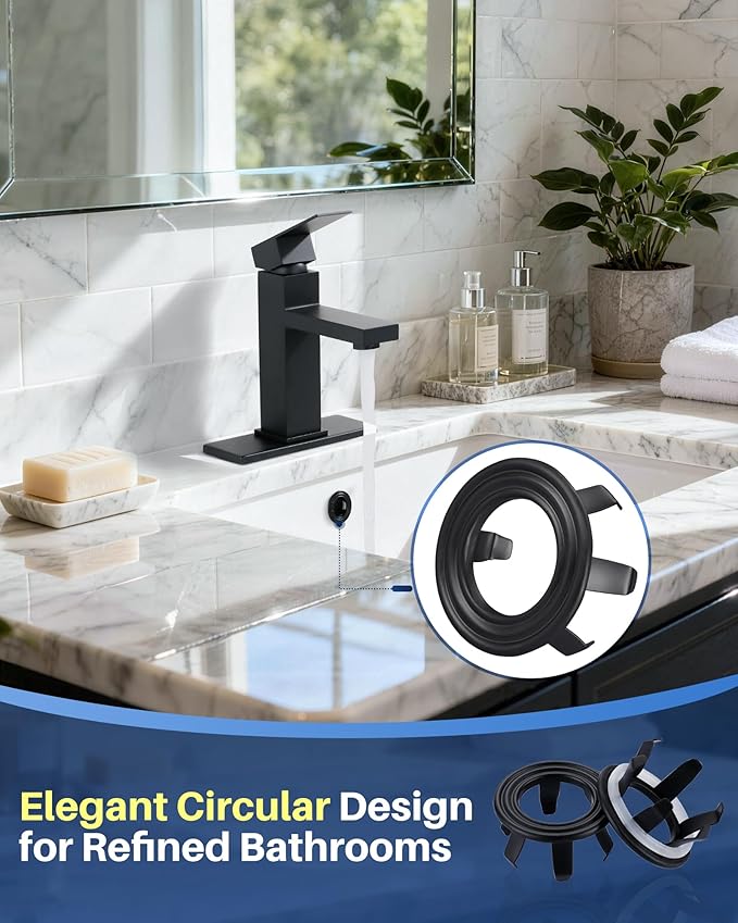 Sink Overflow Ring Matte Black: 2 Pack Solid Brass Bathroom Sink Overflow Trim Cover, Hole Insert Caps Replacement for Bathroom Kitchen Vanity Basin