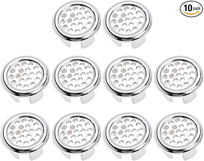 10Pcs Sink Overflow Cover Rings, 30mm / 1.18" Plastic Electroplating Net-Like Sink Basin Trim Overflow Cover Hole Insert, for Home, Sinks, Bathroom, Kitchen (Type-C)