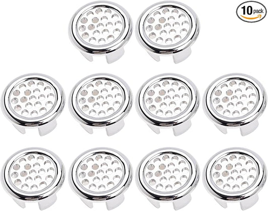 10Pcs Sink Overflow Cover Rings, 30mm / 1.18" Plastic Electroplating Net-Like Sink Basin Trim Overflow Cover Hole Insert, for Home, Sinks, Bathroom, Kitchen (Type-C)
