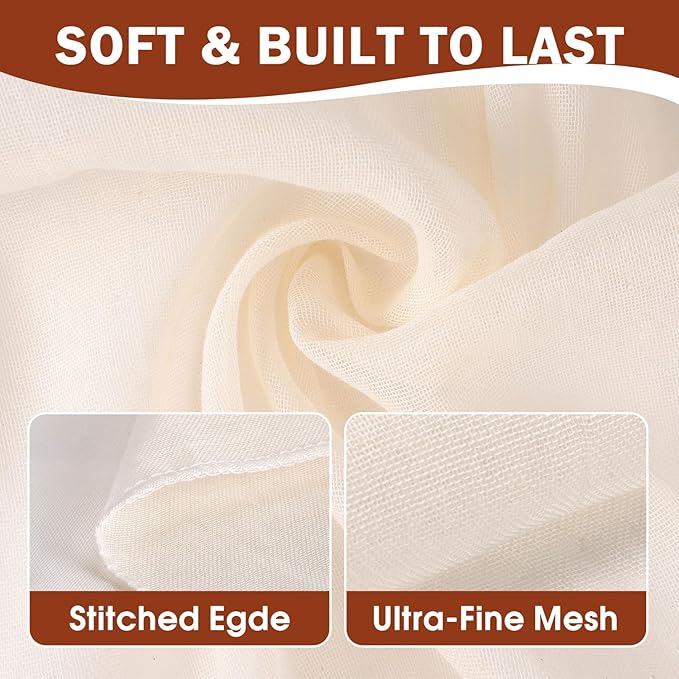 10 PCS Cheesecloth, 20x20 Inch – 100% Unbleached Cotton, Reusable Hemmed Cheese Cloths for Straining, Nut Milk, Baking and Cheese Making (Grade 100)