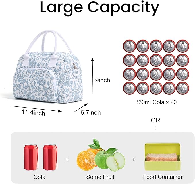 MAMONA Lunch Bag for Women Men Large Capacity Reusable Lunch Box Corduroy Insulated Cooler Tote Bags for Office Picnic