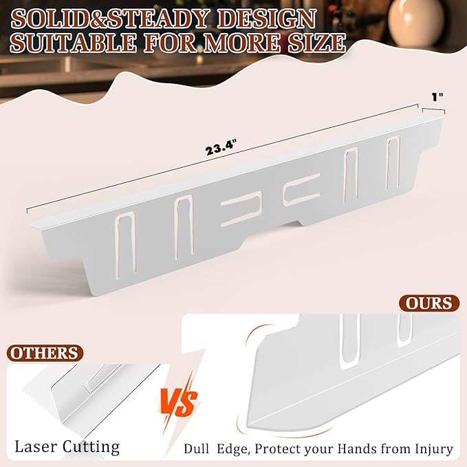 Stainless Steel Gap Covers - Oven Gap Filler Kit 23.4" Between Stove & Counter Top - Heat Resistant Slide-in Range Trim Guard for Seamless Kitchen Accessories Easy Clean (White)