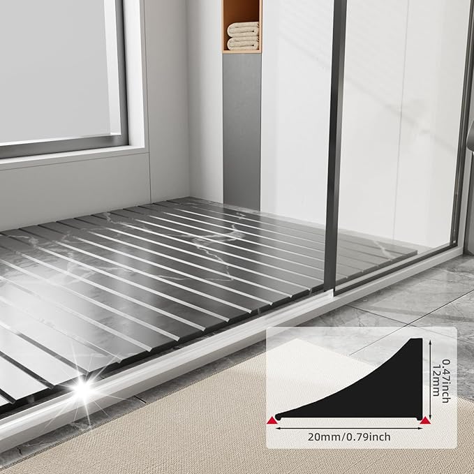78inch Shower Threshold Water Dam Barrier Shower Door Bottom Seal Strip, Silicone Rubber Kitchen Sink Splash Guard, Corner Water Retaining Strip for Countertop, Bathroom (Transparent)