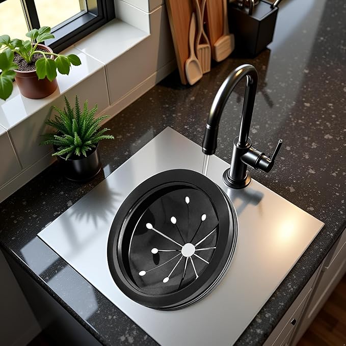 Black 3-Inch Garbage Disposal Splash Guard - Kitchen Sink Baffle Covers for Whirlaway, for Waste King, for GE Models - Rubber Drain Cover Disposal and Splash Protection,Garbage Disposal Parts 1 Pc