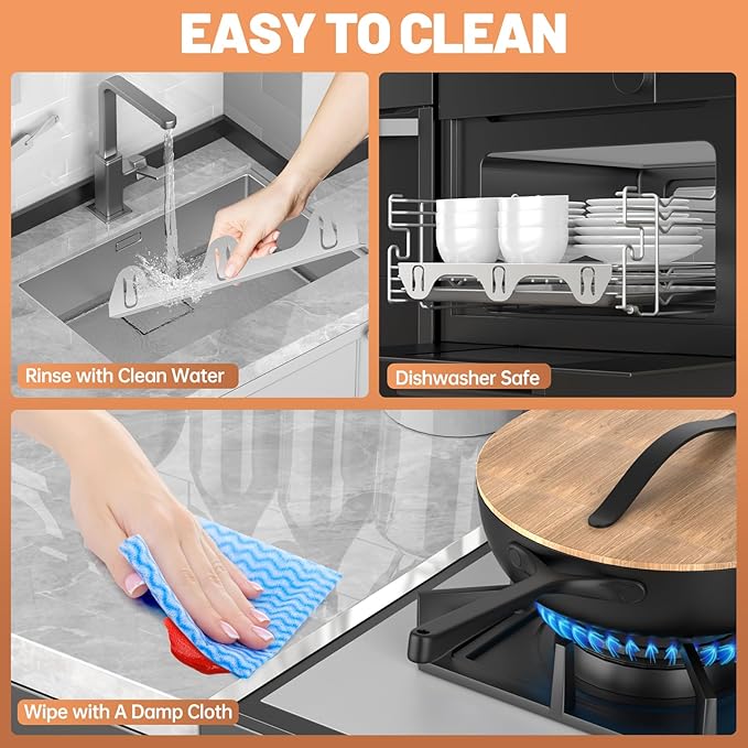 Stove Gap Covers 316 Stainless Steel,2 Pack 23.2" Fixed Stove Gap Filler,Heat Resistant Stove Gap Guards,Between Stove and Counter Slide In Range Trim Kit for Kitchen,Upgrade Silver