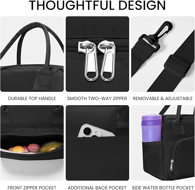 MAMONA Lunch Bag for Women Men Large Capacity Reusable Lunch Box Corduroy Insulated Cooler Tote Bags for Office Picnic