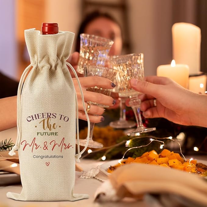 FBCCZEY Wedding Shower Gifts Wine Bag Bridal Shower Wedding Gift Party Favors Mr And Mrs Wine Bottle Bags Mr And Mrs Cheers To The Future Wines Bags