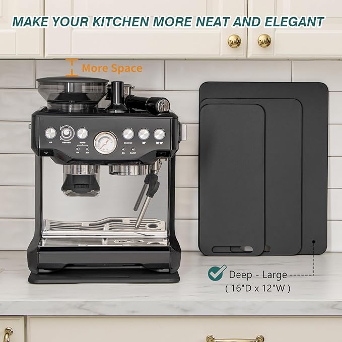 ANBOXIT Metal Appliance Slider, Sliding Tray for Coffee Maker,360° Effortless Movement,Small Appliance Rolling Tray for Counter, Coffee Pot Slider, Deep - Large (16"D x 12"W)