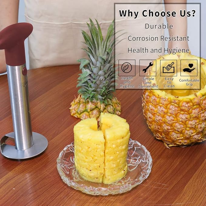 Pineapple Corer, [Upgraded, Reinforced, Thicker Blade] Newness Premium Pineapple Corer Remover, Stainless Steel Pineapple Core Remover Kitchen Tool with Sharp Blade for Diced Fruit Rings, Red