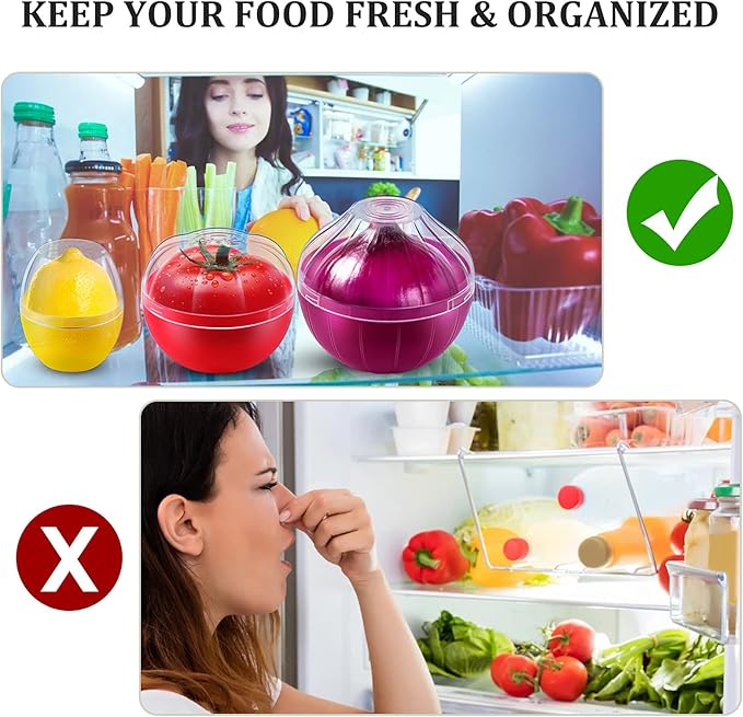 Lemon Storage Containers, Reusable Lemon Keeper for Refrigerator, Individual Lime Saver Holder Organizer for Fridge to Keep Lemon Fresh