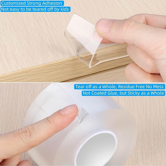 Clear Edge Protector Strip, 1.57in x16.4FT, Sharp Edge Wrap Cover Tape, Self Adhesive Protective Bumper Guards for Cabinet Door Desk Glass Table Bed Furniture, Kitchen Countertop, Waterproof