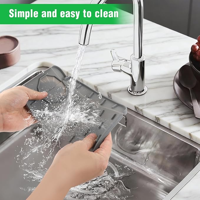 Kitchen Sink Splash Guard, Silicone Faucet Mat, Soap Dish Pad, Sponge Holder Sink Protector Trays, Faucet Handle Drip Catch for Bathroom Kitchen Countertop Gadgets Accessories 8.3 x 5.7 Inch
