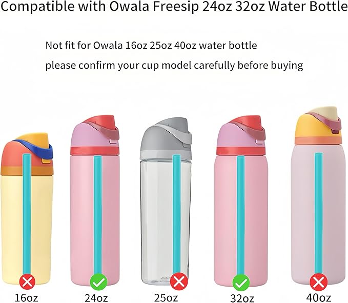 Joshey 6PCS Replacement Straws for Owala FreeSip 24oz & 32oz Water Bottles - Reusable Plastic Straws with 1 Cleaning Brush, Travel Tumbler Accessories Parts (Green)