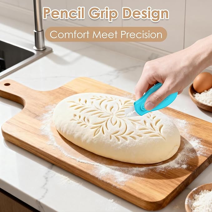 Bread Lame Sourdough Scoring Tool, Extractable & Magnetic Bread Scoring Tool, Scoring Knife for Bread Baking, Bread Razor for Homemade Bread, Sourdough Scorer Tool, Includes 5 Razor Blades-Blue