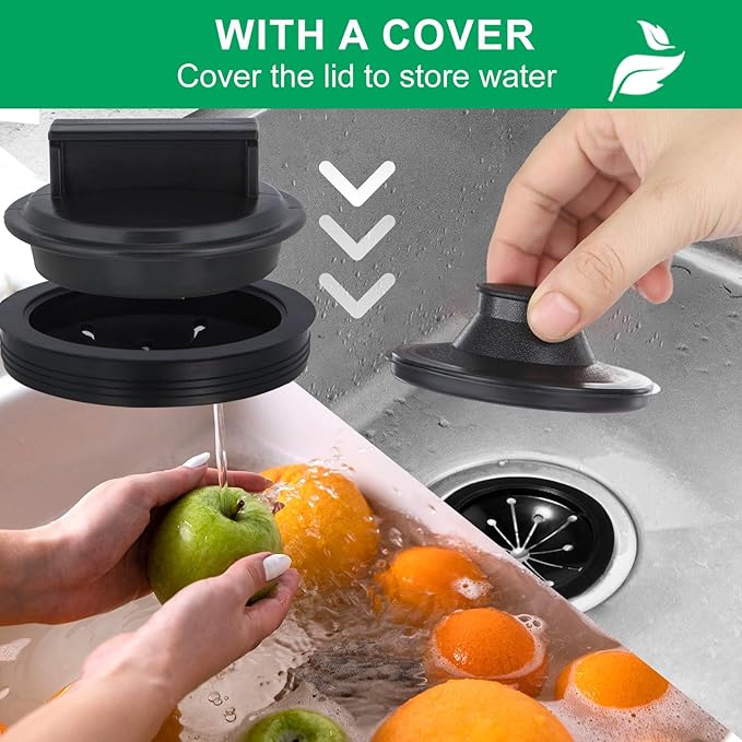 Garbage Disposal Splash Guard with Cover – 3-1/8 Inch Rubber Drain Stopper for Kitchen Sink, Fits Whirlaway/Waste King/GE, Prevents Water Splash & Clogs, Heavy-Duty Anti-Splash Guard (3-1/8 Inch)