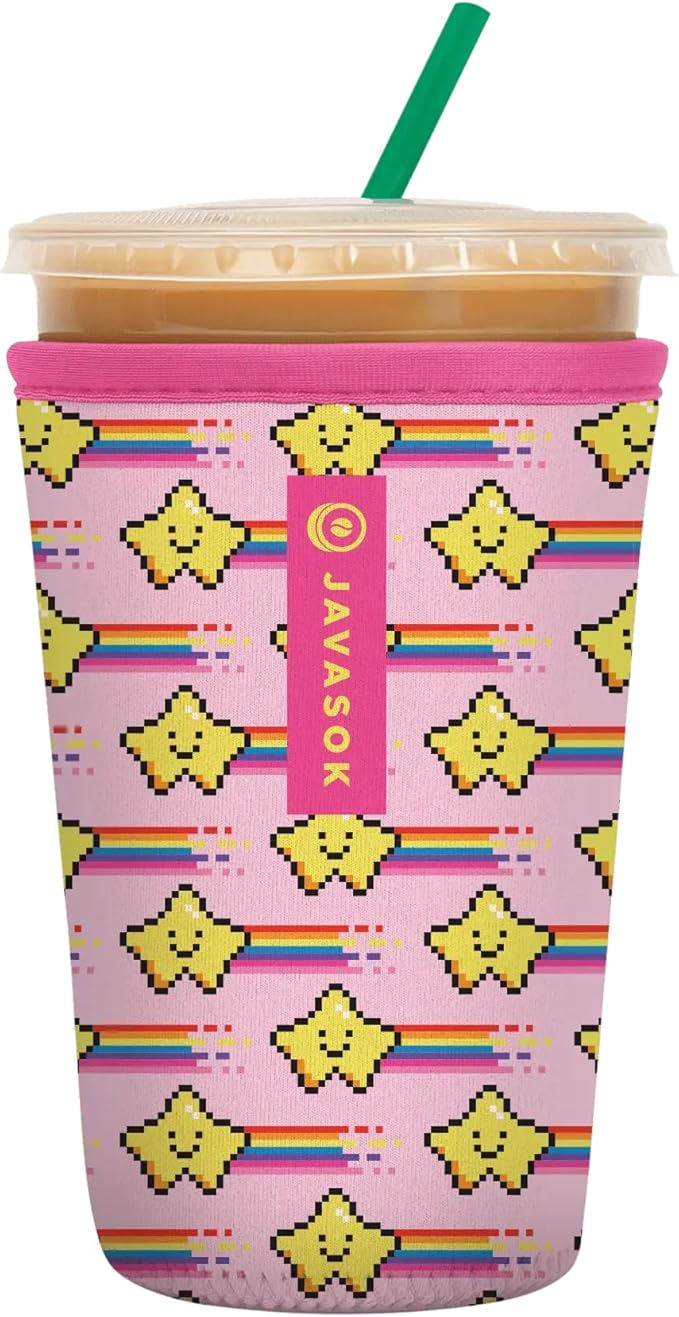 Sok It JavaSok Iced Coffee & Cold Soda Insulated Neoprene Cup Sleeve (Super Star, Medium: 22-28oz)