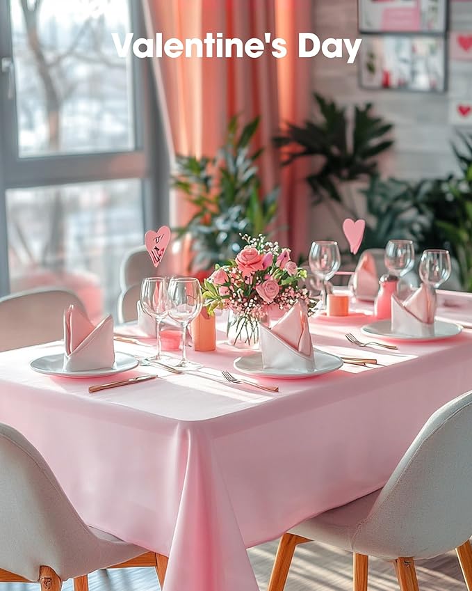 Pureegg Plastic Table Cloth Disposable 3 Pack, 54x108 Inch Rectangular Table Cloth, Leakproof Table Cover for Party, Picnic, Easter Party, Valentines, Mothers Day Decorations, Pink