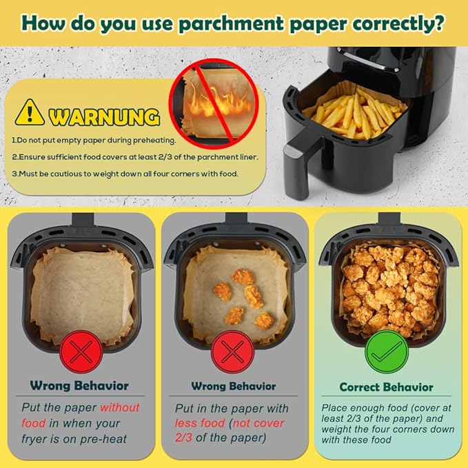 BYKITCHEN Small Air Fryer Liners for 1 to 3 QT Airfryer, Set of 200, 5.5in Mini Air Fryer Parchment Paper, Compatible with CHEFMAN 2 Quart, Cosori 2.1QT, Dash 2.6Qt, Instant Pot Vortex 2QT Airfryer