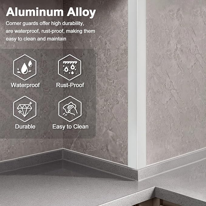 10PCS 48" Metal Corner Protectors, Aluminum Self Adhesive Corner Guards, Metal Wall Edge Protector Strip, Furniture Corner Protectors, Wall Cabinet Baseboard Decoration 48" x 1" (Silver)