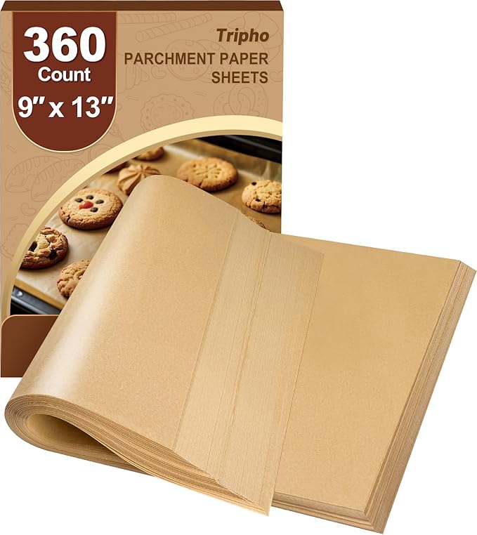 360 Count 9"x 13" Heavy Duty Parchment Paper Sheets for Baking, No-Stick & No-Leak Unbleached Baking Paper, Pre-cut Half Parchment Paper Sheets for Oven, Air Fryer, Microwave
