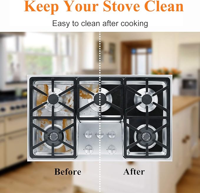 10 Pack Stove Burner Covers Double Thickness Reusable Non-Stick Heat-Resistant Gas Range Protectors for Kitchen and Easy to Clean（Black）FLSEPAMB