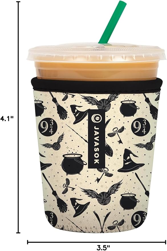 Sok It JavaSok Iced Coffee & Cold Soda Insulated Neoprene Cup Sleeve (Wizard's Walk, Small: 16-20oz)