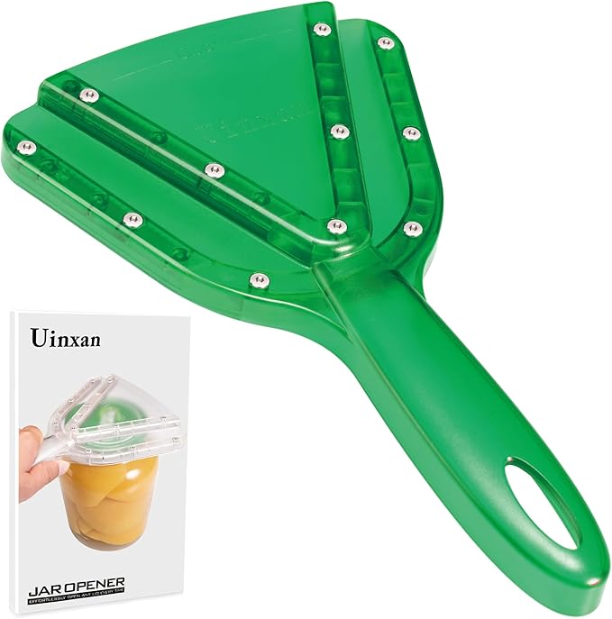 Uinxan Jar Opener for Weak Hands & Seniors with Arthritis – Effortlessly Opens Screw Lids & Bottle Caps, Manual Handheld, 304 Stainless Steel, Patented Kitchen Gadget (Green)