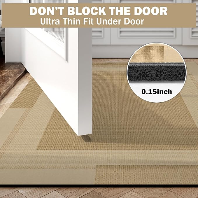 Extra Long Non Slip Bathroom Runner Bath Mat, Rubber Backing Ultra Thin Bath Rug Fit Under Door Quick Dry Super Absorbent Washable Shower Mat for Bathroom Floor Bathtub Sink, Brown 24"x70"