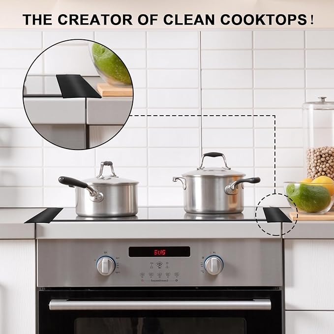 2 Pack Silicone Stove Gap Covers, Heat Resistant Oven Gap Filler Seals Gaps Between Stovetop and Counter, Premium Material, Effectively Stain Resistant, Easy to Clean, Easy to Cut, 25 Inches