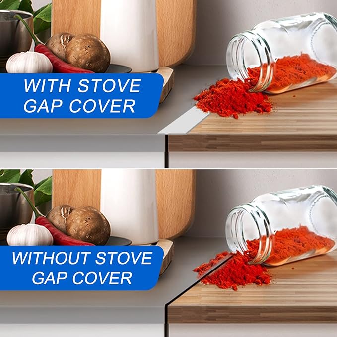 Silicone Stove Counter Gap Cover (2 Pack),Easy Clean Heat Resistant Wide & Long Kitchen Stove Gap Filler,Seals Spills Between Counters, Oven, Stovetops, Washing Machines, Washer, Dryer(30 in, White)