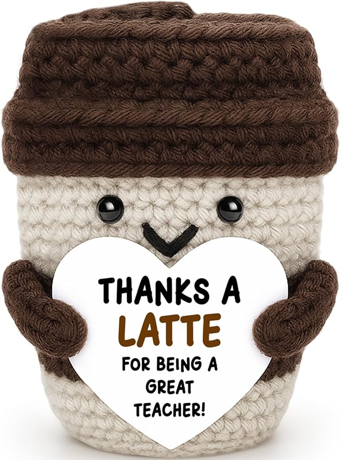 Teacher Appreciation Gift End of Year Teachers Week Day Coffee Lover Teacher Women Men from Students Handmade Crochet Coffee Mug Desk Decor Birthday Thank You Back to School Math Art Music Dance