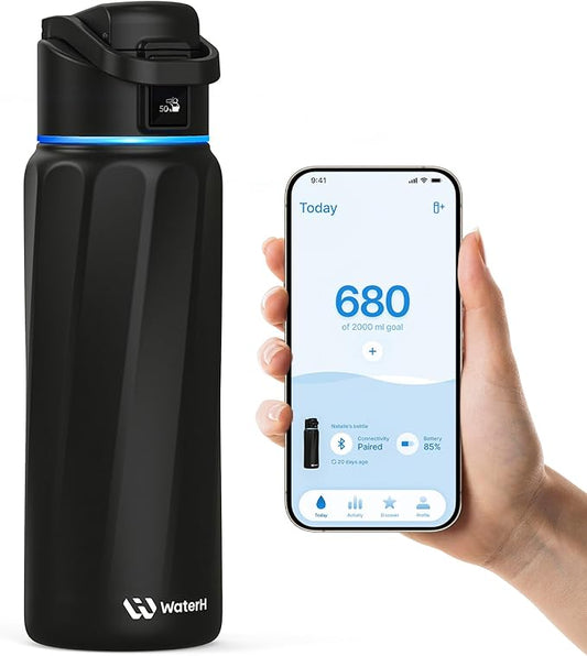 BOOST Smart Water Bottle with Reminder & Tracker, Double Wall Vacuum Insulated Bottles Stainless Steel, 32oz BPA-Free Wide Mouth for School, Gym, Office, Ideal for Father's Day