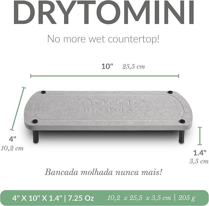 Momo Lifestyle Bathroom Kitchen Sink Fast Drying Stone Sink Tray Caddy Drying Rack Accessory Organizer Diatomaceous Earth Bottle Drying Rack Dish Sponge Countertop Organizer Drytomini