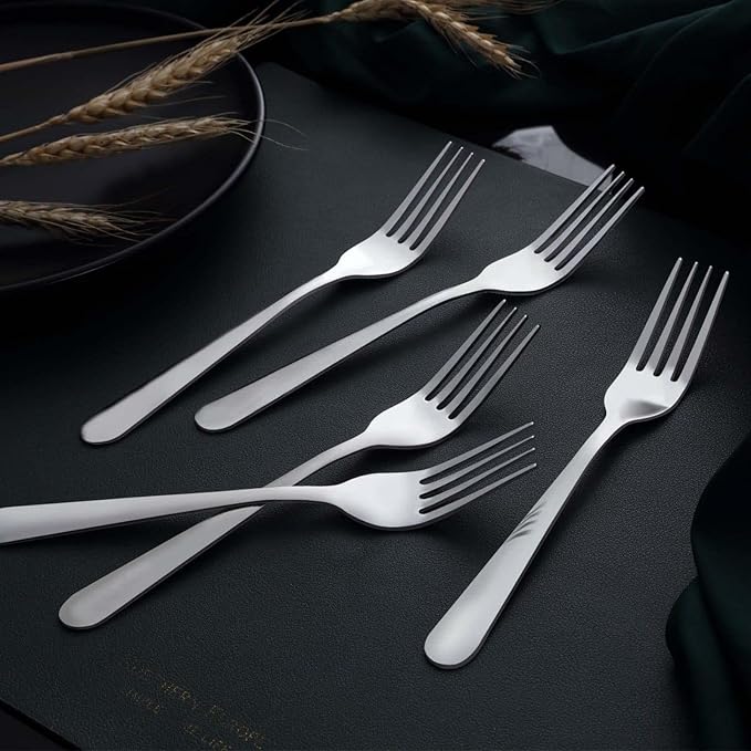 Unokit 24-Piece Stainless Steel Dinner Forks Silverware - 7.1 Inch Silver Dinner Forks Set of 24, Forks Set, Flatware Forks for Home, Kitchen or Restaurant, Mirror Polished, Dishwasher Safe