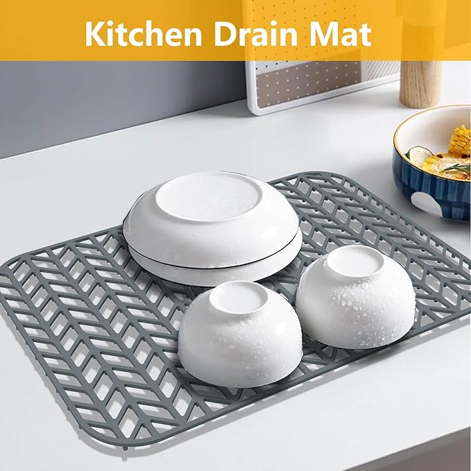 Sink Protectors for Kitchen Sink 12"13"16"18"19"24"26"28"29"30",Silicone kitchen sink mats protector for bottom of farmhouse sink(19"x13"Gray)